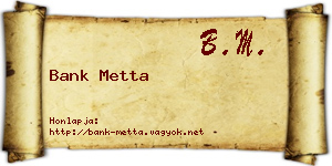 Bank Metta névjegykártya
